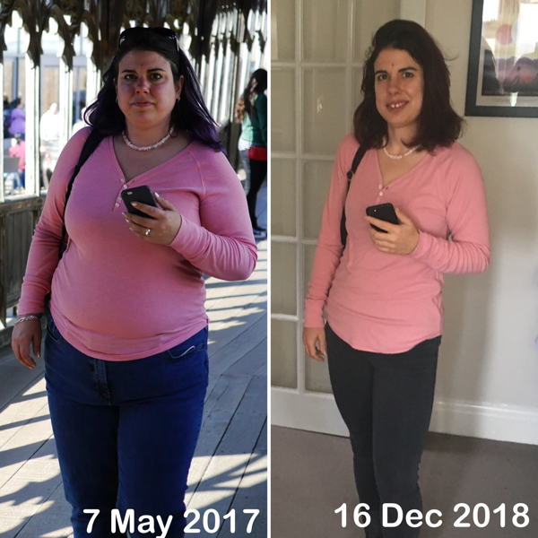 weightloss before&after in pink top